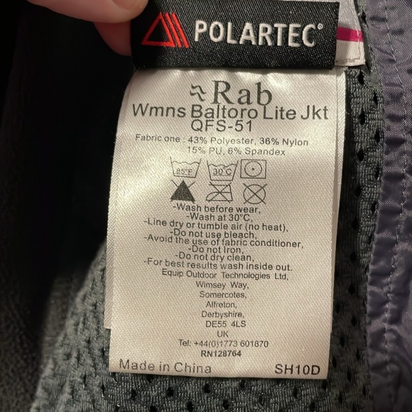 Rab Women’s Baltoro Lite Jacket QFS-51 Blue/Black Polartec Power Shield Small 10 - Picture 6 of 14